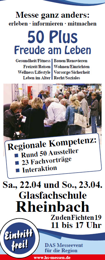 Messe 50 plus Rheinbach Informationsstand und Vortrag zu Erbschaft und Steuer bei Immobilienübertragungen